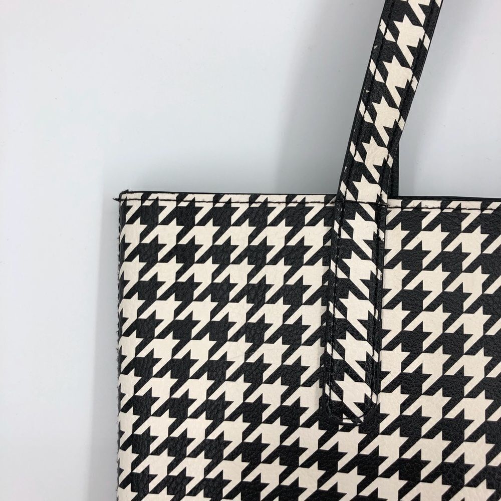 Houndstooth PVC Vinyl Tote Bag - Picture 3 of 8